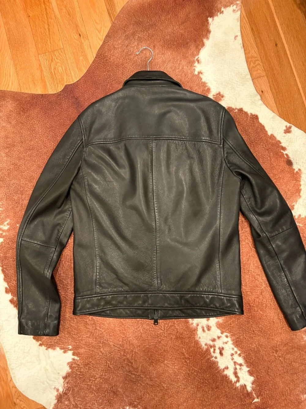 All Saints Karl Leather Jacket Size Medium Lamb Skin Black Leather Jacket - Picture 5 of 7